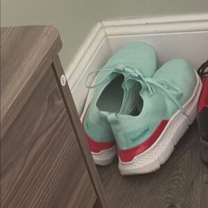 Mint Green and Red Sneakers